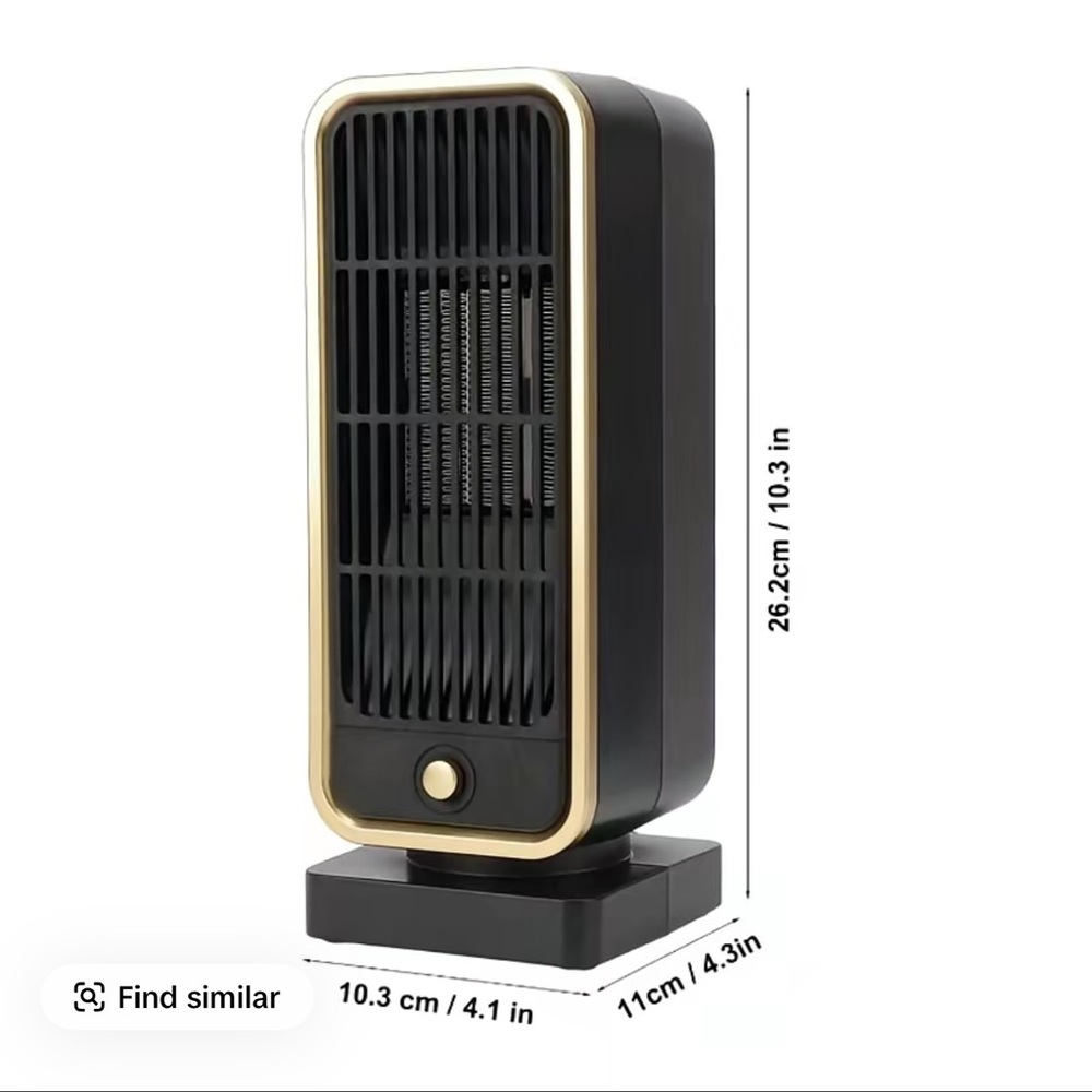 Modern Tabletop Heater in Dark Gray with Gold Accents - Picture 3 of 5
